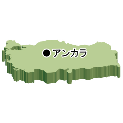 トルコ共和国無料フリーイラスト｜首都名・立体(緑)